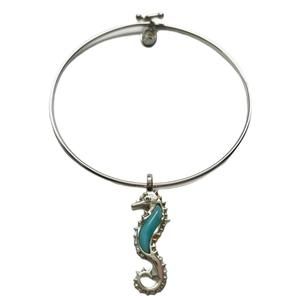 NEW DUNE JEWELRY women's larimar seahorse bangle in silver